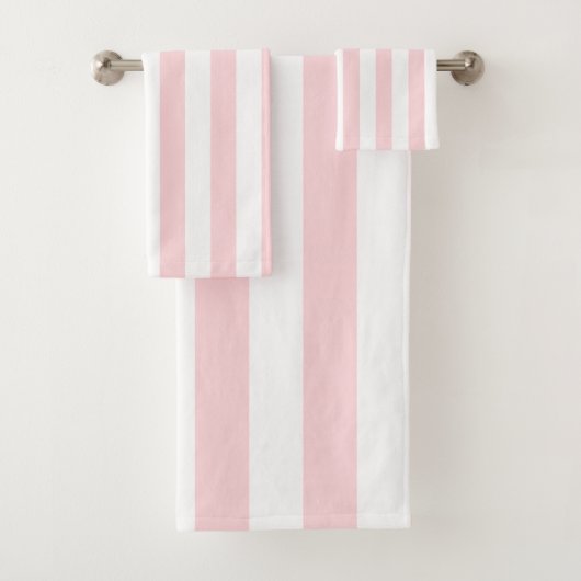 Roze & Witte Gestreepte Badhanddoek Sets Bad Handdoek (Insitu)