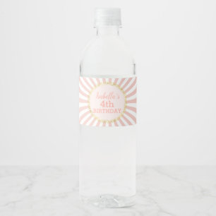 Roze Witte Gestreepte Gouden Glitter Confetti Verj Waterfles Etiket