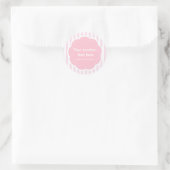 Roze Witte Gestreepte Moderne Cute Sticker Label (Tas)