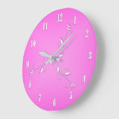 Roze witte getallen wijnde accenten grote klok (Hoek)