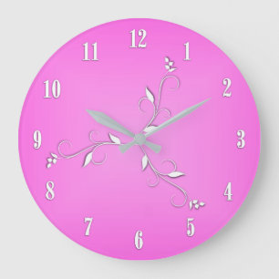 Roze witte getallen wijnde accenten grote klok