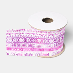 Roze Witte Gezellige Strepen Kerst Grosgrain Lint