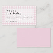 Roze Witte Gingham Boeken voor Baby Informatiekaartje (Voorkant / Achterkant)