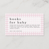 Roze Witte Gingham Boeken voor Baby Informatiekaartje (Voorkant)