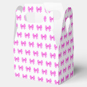 Roze-witte gingham boog patroon bedankdoosjes (Geopend)