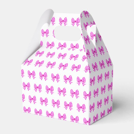 Roze-witte gingham boog patroon bedankdoosjes (Voorkant Zijde)