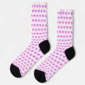 Roze-witte gingham boog patroon sokken (Links)