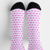 Roze-witte gingham boog patroon sokken (Top)