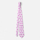 Roze-witte gingham boog patroon stropdas (Achterkant)
