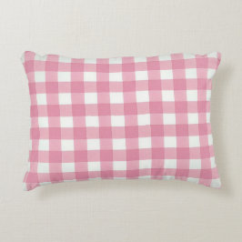 Roze Witte Gingham Buffalo Plaid Geruite Slaapkame Accent Kussen