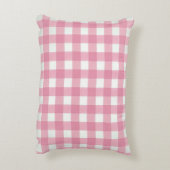 Roze Witte Gingham Buffalo Plaid Geruite Slaapkame Accent Kussen (Achterkant (Verticaal))