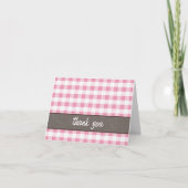 Roze & Witte Gingham Canvas Dank u kaart (Voorkant)