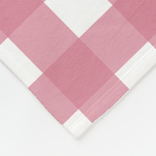 Roze witte gingham Check Pset Fleece Deken (Hoek)