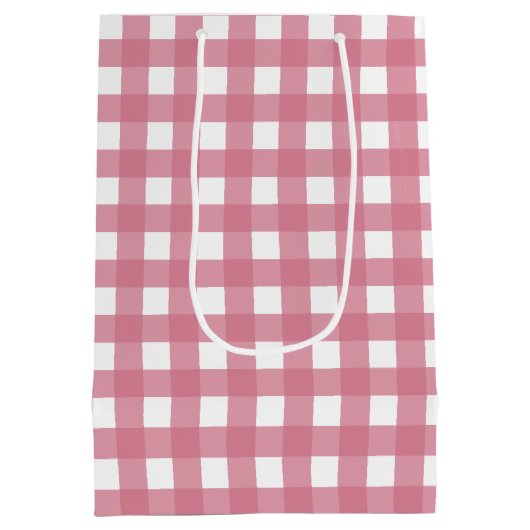 Roze witte gingham Check Pset Medium Cadeauzakje (Achterkant)
