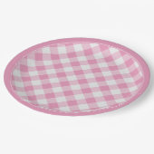 Roze/Witte Gingham Controleert Patroon Eenvoudige  Papieren Bordje (Gekanteld)