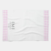 Roze & Witte Gingham gepersonaliseerd monogram Aan Theedoek (Horizontaal)