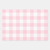 Roze Witte Gingham Geruit Inpakpapier Vel (Voorkant)