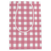 Roze Witte Gingham Karo Tartan Medium Cadeauzakje (Voorkant)