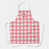 Roze witte gingham naam & Initiaal Schort (Voorkant)