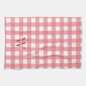 Roze witte gingham naam & Initiaal Theedoek (Horizontaal)