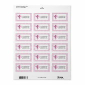 Roze & Witte Gingham Plaid Valentijn Cupido & Boog Etiket (Full Sheet)