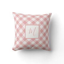 Roze witte Gingham Pset Modern Chic Monogram