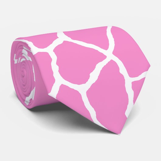 Roze witte Giraffe Huidpatroon Stropdas (Opgerold)