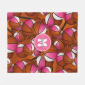Roze Witte Girly basketballen monogram Fleece Deken (Voorkant (Horizontaal))