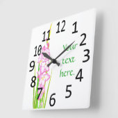 Roze witte Gladiola Flowers Jouw tekst Clocks Vierkante Klok (Hoek)