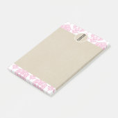 Roze witte glam Damask Kraft Monogram Initiaal Post-it® Notes (Schuin)