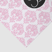 Roze & Witte Glam Damask Monogram Letter Initiaal Tissuepapier (Detail)