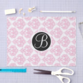 Roze & Witte Glam Damask Monogram Letter Initiaal Tissuepapier (Craft)