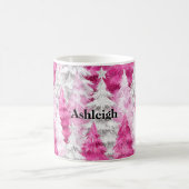 Roze witte glans kerstbomen koffiemok (Center)