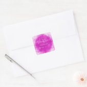 Roze & Witte Glitter Assepoester Bedankt Vierkante Sticker (Envelop)