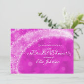 Roze & Witte Glitter Assepoester Bruidsdouche Kaart (Staand voorkant)