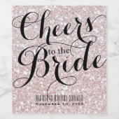 Roze witte glitter-CHEERS NAAR DE BRIDE Bridal-wij Wijn Etiket (Enkel label)