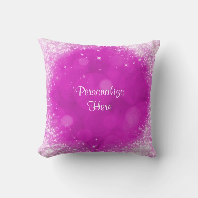 Roze & Witte Glitter Glamour Nep Glitters Kussen (Voorkant)