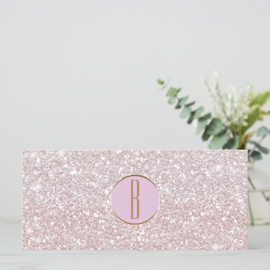 Roze witte Glitter Gold Monogram Cadeaubon (Staand voorkant)