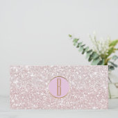 Roze Witte Glitter Gouden Monogram Cadeaubon (Staand voorkant)