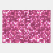 Roze Witte Glitter Hart Geruit Inpakpapier Vel (Voorkant 3)