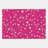 Roze Witte Glitter Hart Geruit Inpakpapier Vel (Voorkant 2)