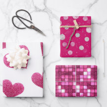 Roze Witte Glitter Hart Geruit 