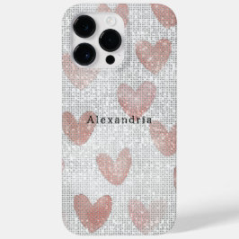 Roze Witte Glitter Harten Case-Mate iPhone 14 Pro Max Hoesje