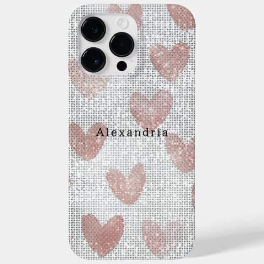 Roze Witte Glitter Harten Case-Mate iPhone Case (Achterkant)