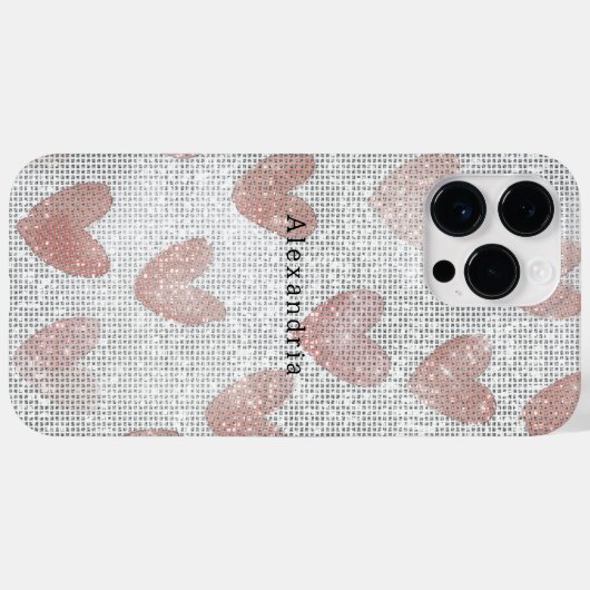 Roze Witte Glitter Harten Case-Mate iPhone Case (Achterkant (horizontaal))