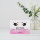 Roze Witte Glitter Lashes Verwijs Vriend Nazorg Aanbevelingskaartje (Staand voorkant)