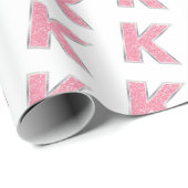 Roze Witte Glitter letter K Cadeaupapier (Rol Hoek)