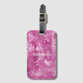 Roze Witte Glitter Luipaardprint      Bagagelabel (Voorkant (verticaal))