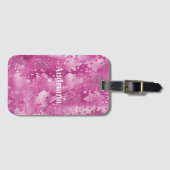 Roze Witte Glitter Luipaardprint      Bagagelabel (Voorkant (horizontaal))