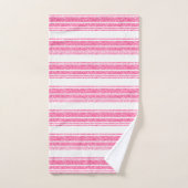 Roze & Witte Glitter Strepen Monogram Bad Handdoek (Handdoek)